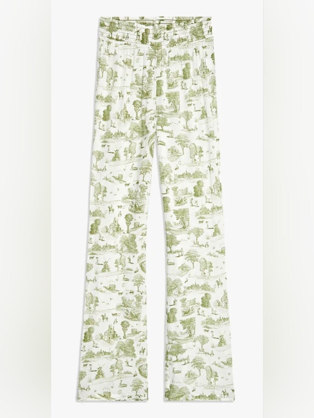 WeWoreWhat Smocked Vintage Toile Flare Pants - Picture 2 of 6